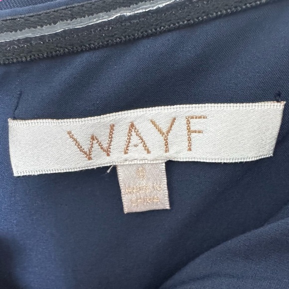 WAYF Korbin Striped Off-the-Shoulder Dress | Navy Lavender Strapless Mini Small - Picture 6 of 7